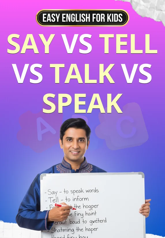 Say Vs Tell Vs Talk Vs Speak | Easy English for Kids