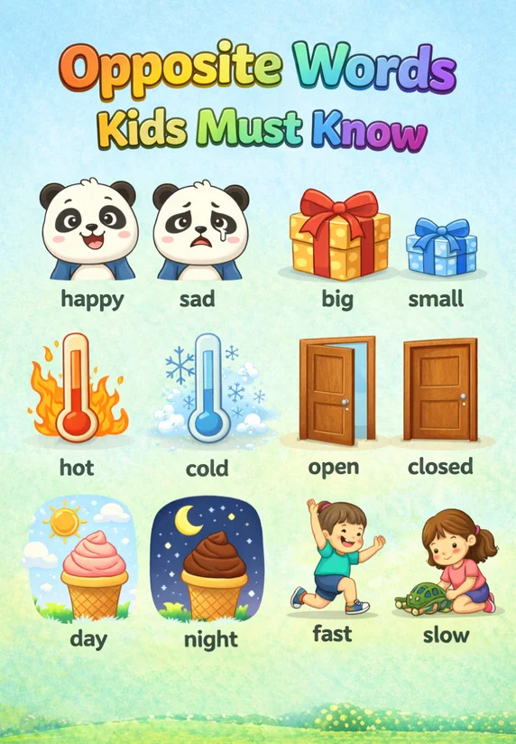 Flared Opposite Opposite Words Kids Must Know | Basic English For Kids